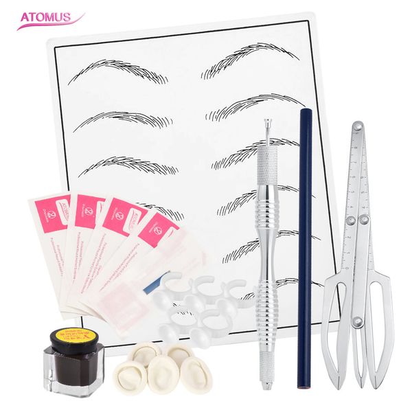 

microblading tebori makeup tattoo kits manual pen eyebrow practice pigment set with eyebrow positioning needle blade ink ring