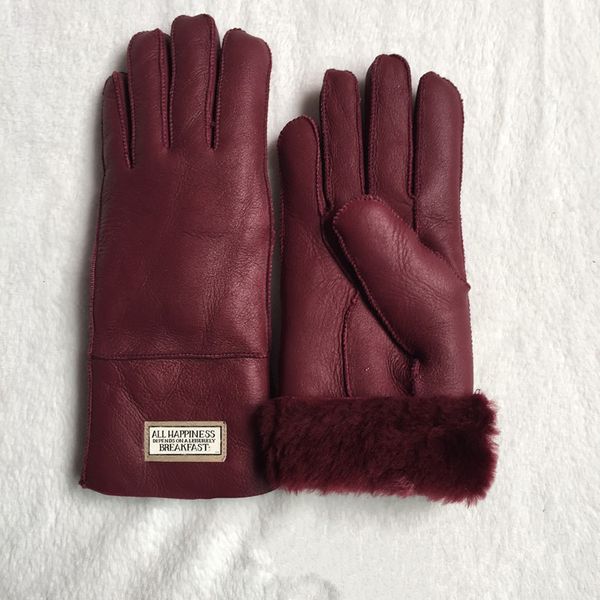 

sheepskin leather bright gloves female winter warm fashion windproof antie gloves, Blue;gray