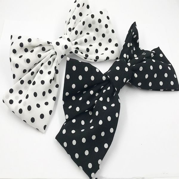 

korean version of net red, black and white polka dots, big bow hair clips, spring clips, girls' hair accessories, Silver