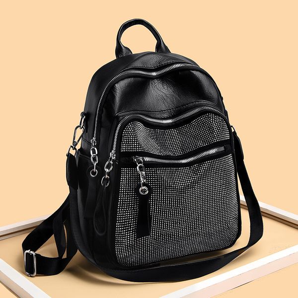 

double shoulder women's bag 2019 new women's multi function single shoulder schoolbag