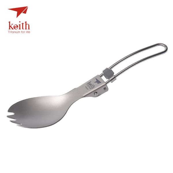 

keith titanium folding spork camping cutlery travel tablewares outdoor picnic hiking convenient fork spoon 17.5g ti5301