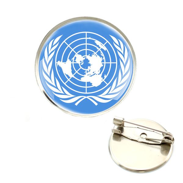 

classic fashion united nations symbol brooch badge glass cabochon dome for bag clothes decoration pins, Gray