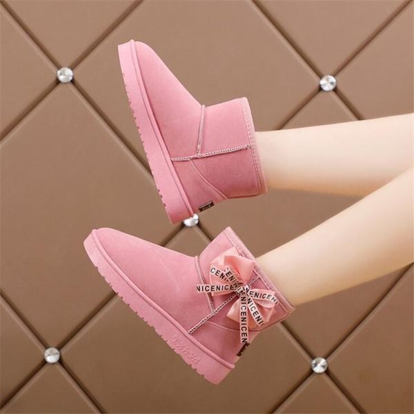 

suede sneakers women snow boots solid flat with plush warm snow boots women casual shoes woman winter ankle, Black