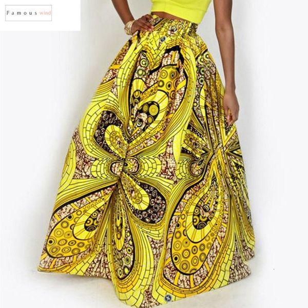 

женщины 2019 африканский юбка dashiki эластичный осень зима лето макси-бич цветочный печати высокая талия длина пола плиссированные длинная, Black
