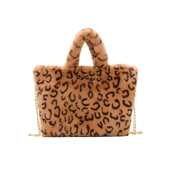 

leopard printed shoulder bag for women fashion design plush totes messenger bags casual handbag bolsas feminina mujer sac a main