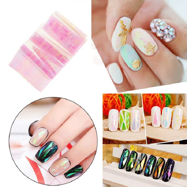

3d nail art подвески украшения 5 * 20 см bling зеркало разбитое стекло наклейки для ногтей звезда лазера аврора наклейки для ногтей наклейка, Black