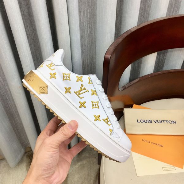 

platform men's and women's shoes wild vintage luxury white shoes women's leather flat lace-up casual sneakers 07, Black