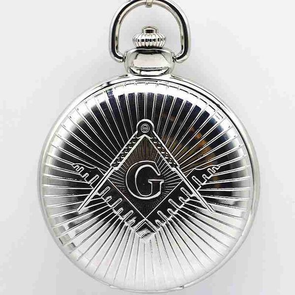 

cool silver & golden masonic ason asonry theme alloy quartz fob pocket watch with necklace chain drop shipping, Slivery;golden