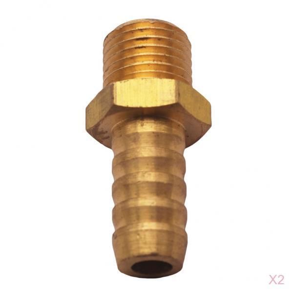 

pair vibrant performance brass male m14x1.5 to 7/16\" barb metric to barb fitting
