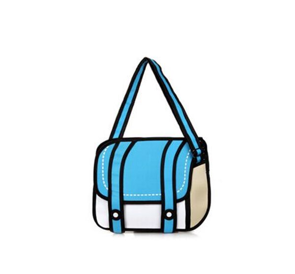 

new fashionable 2d bags novelty back to school bag 3d drawing cartoon comic handbag lady shoulder bag messenger 6 color gifts