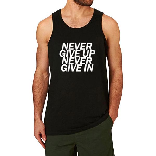 

men's never give up never give in fitness workout tank men cotton summer vest tank top, White;black