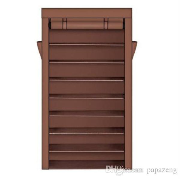 

10 tiers shoe rack with dustproof cover closet shoe storage cabinet organizer dark brown
