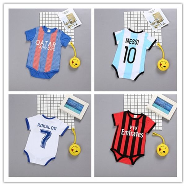 

newborn baby summer rompers sports football baby boy girls short sleeve clothes infant jumpsuits overalls set, Blue