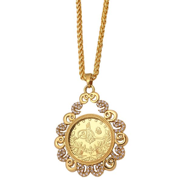 

zkd islam arab coin gold color turkey coins pendant necklace muslim ottoman coins jewelry, Silver