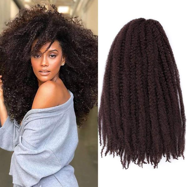 2019 Hot Afro Kinky Marley Braids Hair Extensions 18 Synthetic