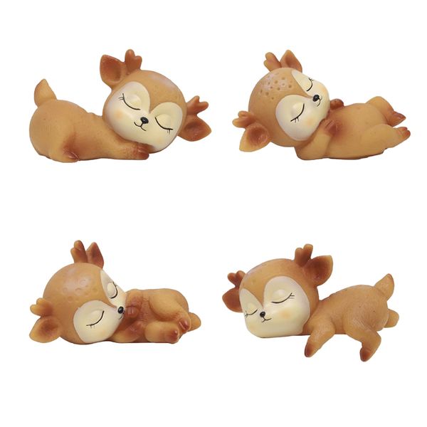 

4pcs lovely fawn ornaments silicone kawaii sleeping animal baby decor
