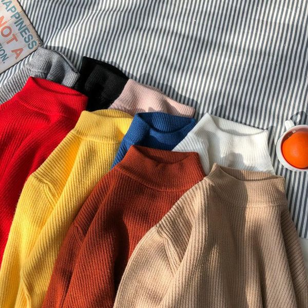 

2019 winter men's in warm woolen pullover casual cashmere sweater brand turtleneck fashion trend knitting multicolor coats s-5xl, White;black