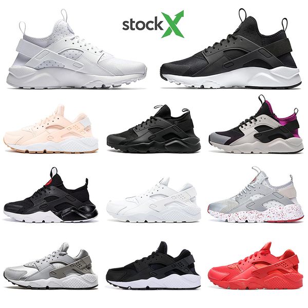 

с носками горячей продажи huarache кроссовки для мужчин женщин тройной черный белый красный розовый дышащий мужской тренер спортивные кроссо