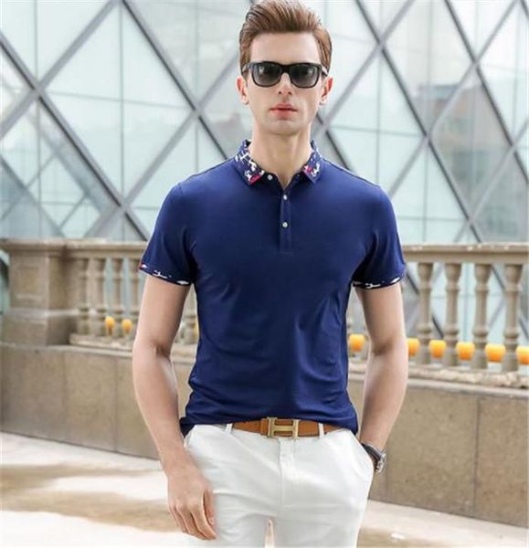 

polo lapel neck short sleeve solid color fashion style homme clothing casual apparel mens new designer, White;black