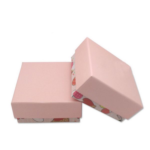 

[simple seven]pink sweet heart children jewelry necklace box specialty bracelet jewelry display lovely pendant storage holder 7.5*7.5*3.5cm, Black;white