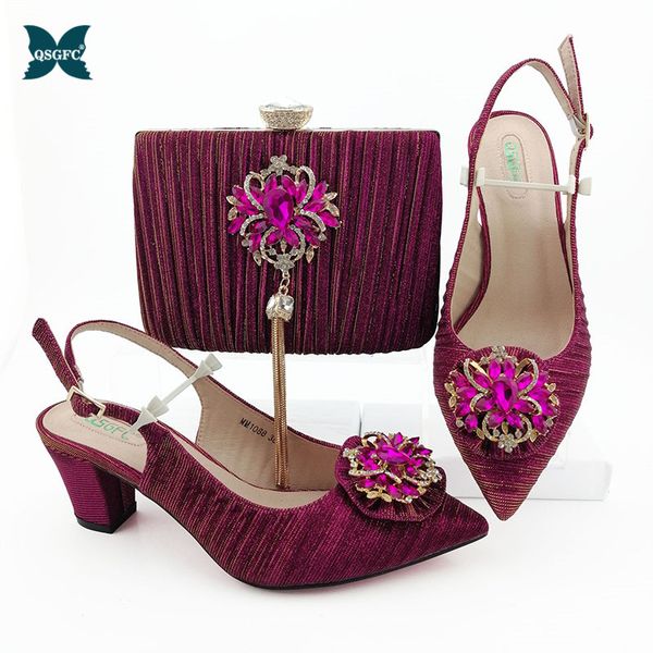 

magenta color italian design shoes with match bag african women design heels nigerian women wedding shoes and bag sets, Black