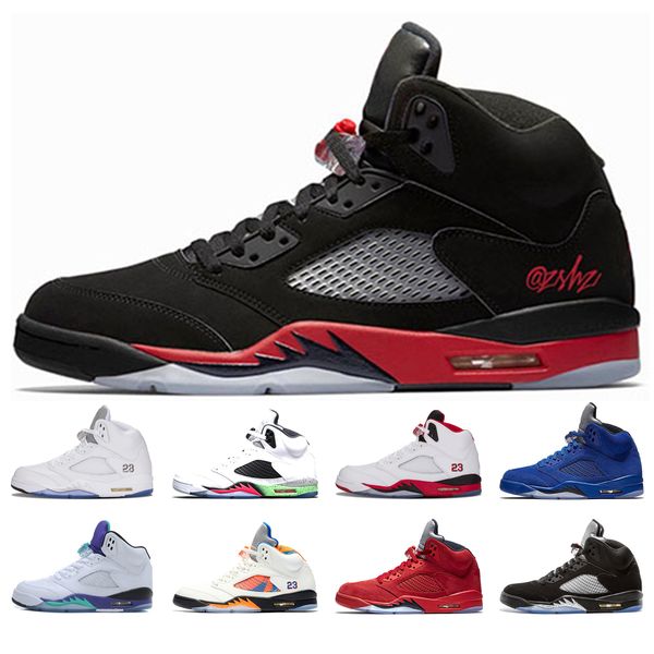 

high 5 bred basketball shoes men 5s red bllue suede white black grape oreo white cement metallic silver space jam sport sneakers