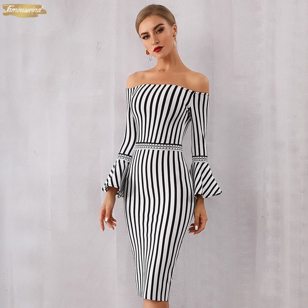 

2019 summer women bandage dress flare sleeve white black club dress vestido elegant mid calf celebrity evening party dress, Black;gray
