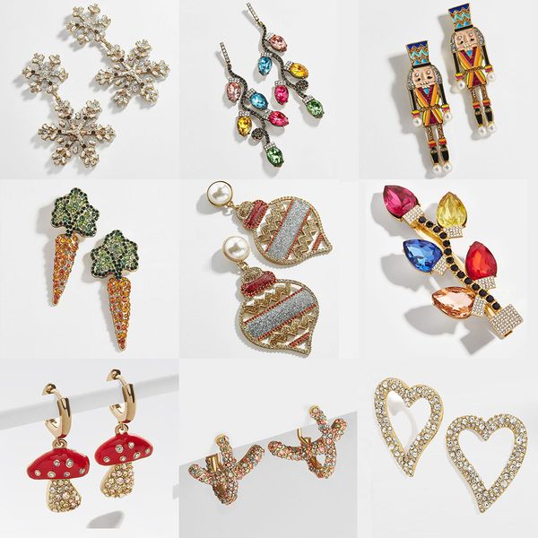 

girlgo bb colorful crystal carrot drop earrings women romantic twist pavé heart hanging earrings fashion sweets mushroom jewelry, Silver