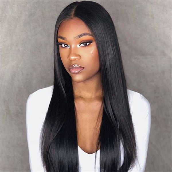 

360 lace frontal wig for women brazilian remy human hair wigs with baby hair straight 360 lace wig pre plucked, Black