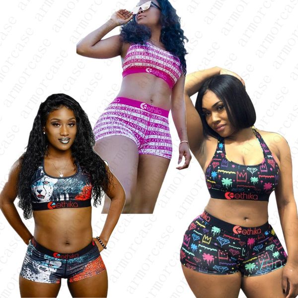 

women designer swimsuit 2pcs bikini sets push up tank vest bras + shorts tankini beach playsuit leopard crop swimwear s-2xl c6402, White