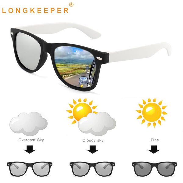 

fashion rivet polarized pchromic sunglasses men 2020 new chameleon glasses male driver safty goggles uv400, White;black