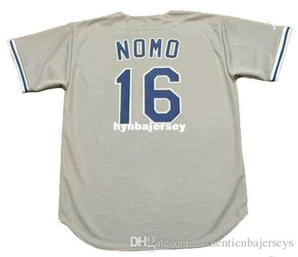 

custom hideo nomo los angeles stitched 1995 majestic vintage away baseball jersey retro mens jerseys running, Black;blue
