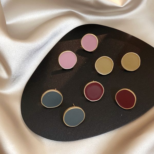 

fashion statement earrings 2020 new round matte gold earrings for women hanging color stud earring modern jewelry, Golden;silver