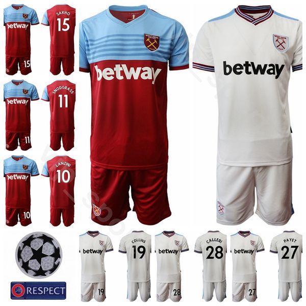 

West Soccer Ham 2019 2020 United 18 Pablo Fornals Jersey Set 10 Manuel Lanzini 17 Javier Chicharito Hernandez Football Shirt Kits Uniform