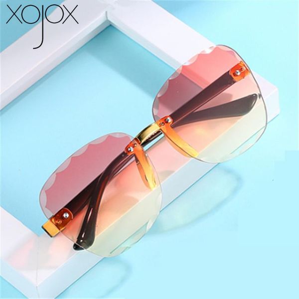 

xojox oversized kids sunglasses fashion girls boys rimless sun glasses uv400 children eyeglasses baby gradient goggles eyewear xgrxt, Blue