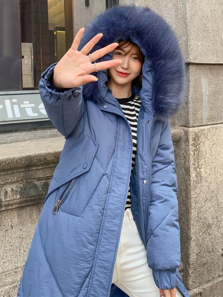 

season cotton suit woman 2019 winter clothes long fund overknee easy bread take the east gate cotton-padded clothes loose coat, Black