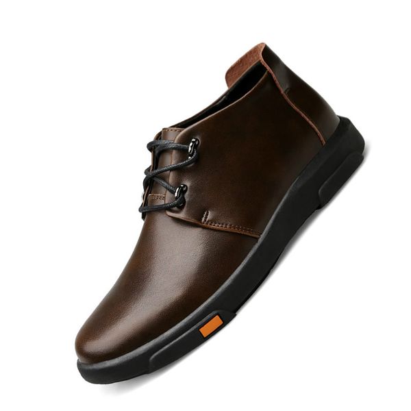 

2019 keep warm casual leather boots genuine leather men shoes fashion male shoes winter ankle boots male winter men, Black
