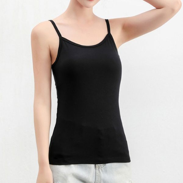 

summer camisole tanks slim casual tank lady's undershirt solid breathable shoulder vest for female, Black;white