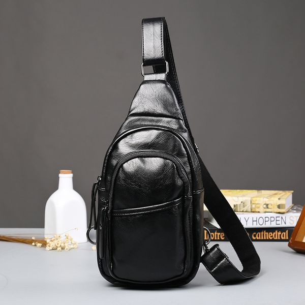 

fashion soft leather small chest bag shoulder bag men's backpack men's messenger