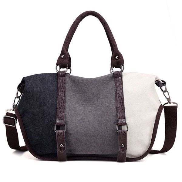 

women's handbag canvas shoulder bag shoulder bags courier bag tote handbag tote shopper (black & gray & white