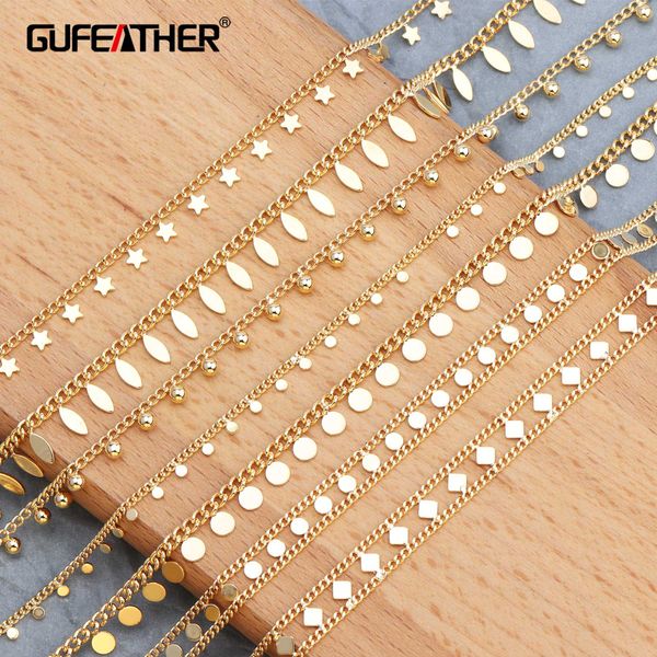 

gufeather c55,18k gold chain,jewelry accessories,golden chain,hand made,jewelry making,jewelry findings,diy earrings,1m/lot, Blue;slivery