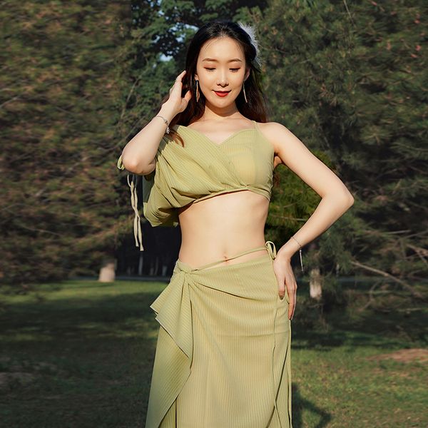

belly dance female practice clothes new profession performance clothing spring and summer long skirt, Black;red