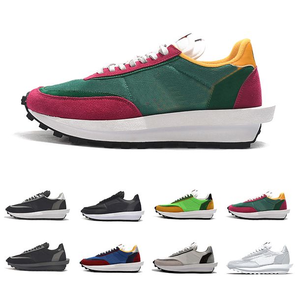 

sacai ldv x waffle daybreak trainers mens running shoes green gusto pine green wolf grey for women men outdoor sports sneakers, White;red