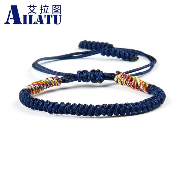 

ailatu wholesale 10pcs/lot multi color rope tibet goodluck bracelets nice gift for men and women, Golden;silver