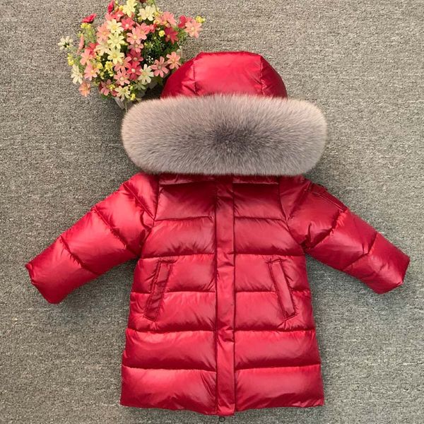 

toddler kids down coat thick fur hooded jacket coat for 1-12years child boys girls winter coat down clothes outerwear, Blue;gray