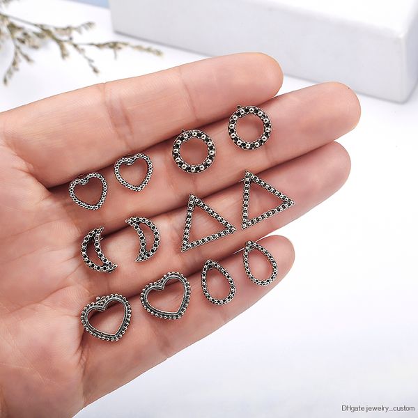 

6 Pair /set Women Vintage Bohemian Earring Earrings For Women Boucle D'oreille Dazzling Jewelry Cubic Zirconia Opal Brincos E029