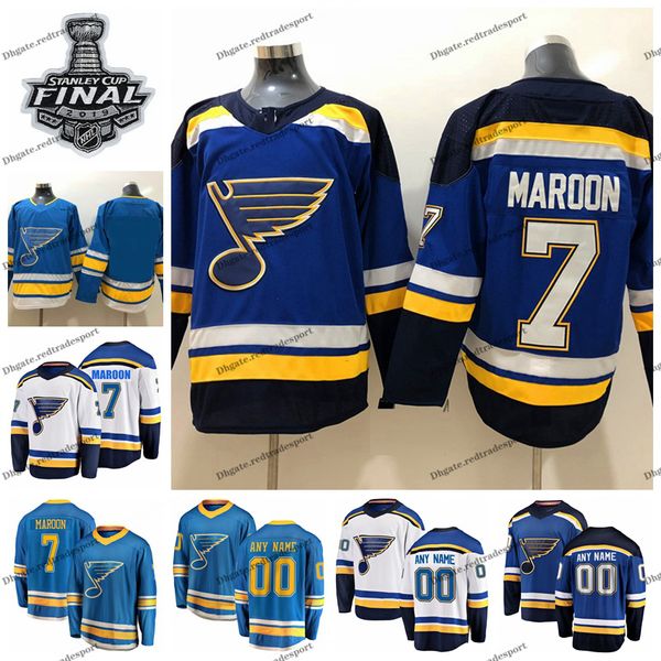 

2019 stanley cup final alternate st. louis blues pat maroon hockey jerseys #7 pat maroon home blue stitched hockey shirts s-xxxl, Black;red