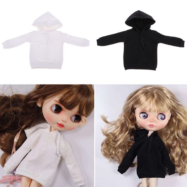 

2pcs trendy doll clothing hoodies outerwear for 1/6 blythe azone ob24 soldier doll accs