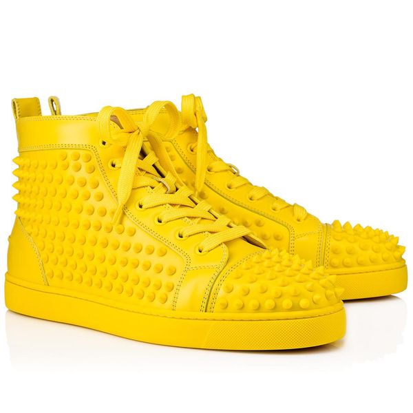 

top nice quality шипастой обувь с yellow leathe red bottom homme sneaker из натуральной кожи luxurious случайных плоских платьев партии полу, Black