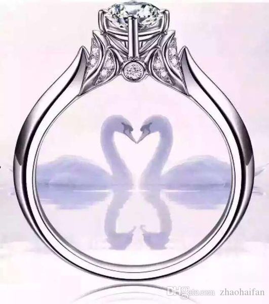 

100% твердая серебряные кольца с s925 stamp real 925 серебряных кольца set 1 ct сона cz алмазные обручальные кольца для женщин, Golden;silver